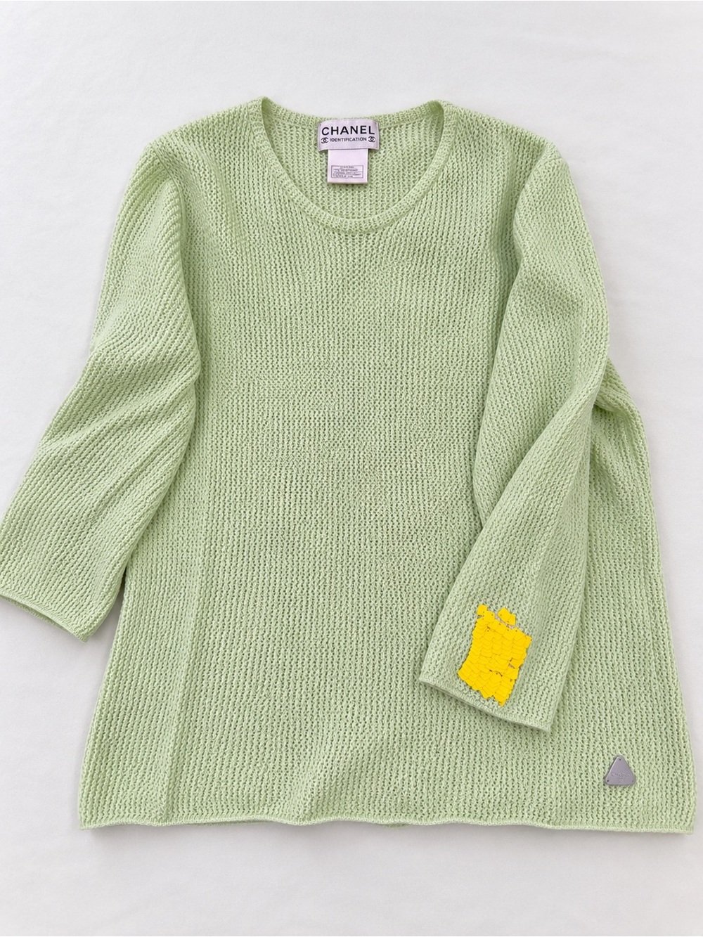 Vintage Chanel Identification Cashmere Sweater Mint Green 00C FR 40 EUC